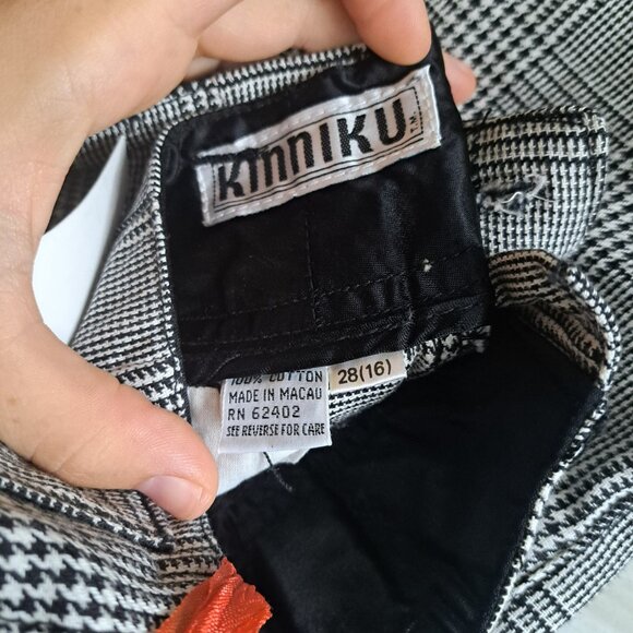 NWT Vintage Houndstooth Plaid Trousers Size 28  - 1990s Black and White … - Picture 3 of 6